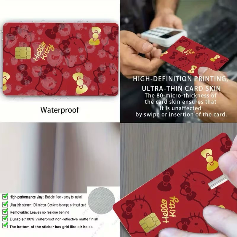 Гранично-таможенный TEMU новый милый K T Cat Hello Kitty кредитная карта наклейка банковская карта самоклеющаяся водостойкая декоративная наклейка