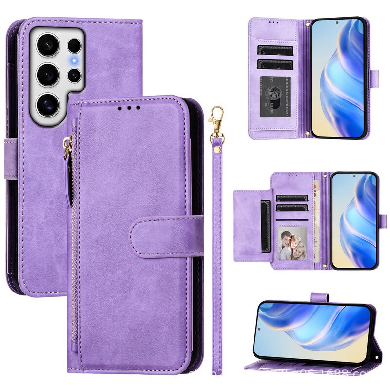 Suitable for Samsung Xcover 5 Zipper Card Holder Protective Cover S24 Wallet Mobile Phone Case J4 Plus Multi-Card Holder A7