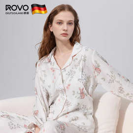 ROVO月子服春夏季纯棉产后家居服秋款孕妇产妇哺乳喂奶睡衣女套装