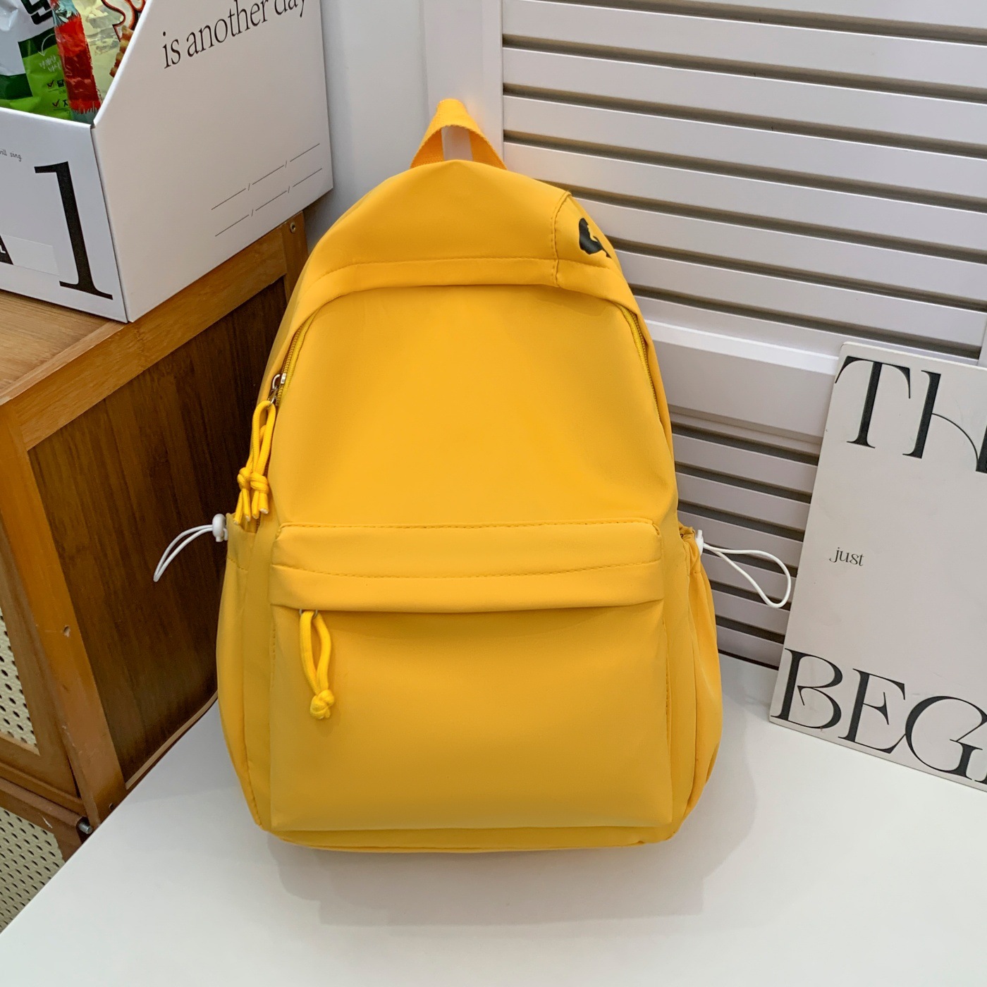 Cross-Border New Style Solid Color Fresh and Simple Fashion Large-Capacity School Bag for Middle and High School Students Versatile Couple Backpack