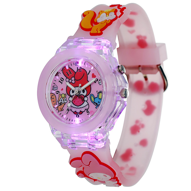 Foreign Trade New 3D Cartoon Doll Watch Glue Sanrio Series Luminous Luminous Primary School Kidsren's Watch Wholesale