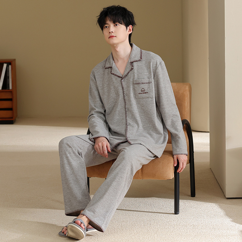 Men's cashmere and silk pajamas, new winter style, thickened for warmth, long-sleeved cardigan, casual and can be worn as outerwear, loungewear set Men's cashmere and silk pajamas, new winter style, thickened for warmth, long-sleeved cardigan, casual and can be worn as outerwear, loungewear set