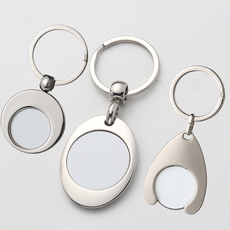 Cross-Border European and American Shopping Cart Token Keychain Heat Transfer Zinc Alloy Metal Sublimation Token Buckle