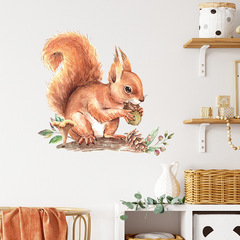 FX-F342 cartoon cute little squirrel pine nut children's room kindergarten home wall decoration sticker self-adhesive