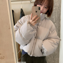 i miss2025冬季新款韩版宽松立领小个子短款女白鸭绒羽绒服外套女