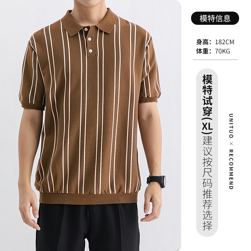 Hombres de alto nivel camisa polo de punto de hielo hombre de negocios casual Europa y América nuevo estilo transfronterizo con la solapa vieja ropa de hombre