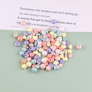 Color mixed cream stars love acrylic loose beads diy handmade homemade hair accessories straight hole beaded jewelry