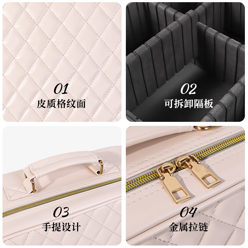 Bolsa de maquillaje con espejo de lámpara LED de gran capacidad maquillaje especial de alta calidad portátil desmontable caja de maquillaje pu