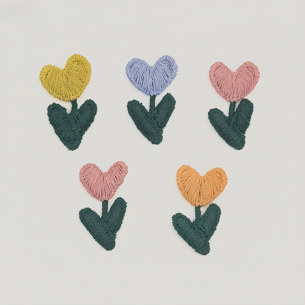 电脑绣卡通小花布标水溶服饰爱心花服装徽章饰品辅料DIY刺绣贴