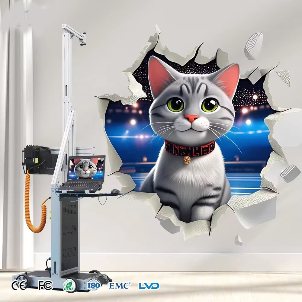 高清3D墙面墙体彩绘打印机户外围墙党宣文化广告喷绘机绘画机器人