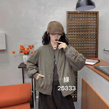 秋冬百搭夹棉休闲外套 复古立领宽松棒球服工装夹克衫棉服上衣