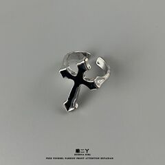 Retro Hipster Cross Ring, Adjustable Index Finger Ring, Self-Discipline Niche Design Punk Open-End Ring