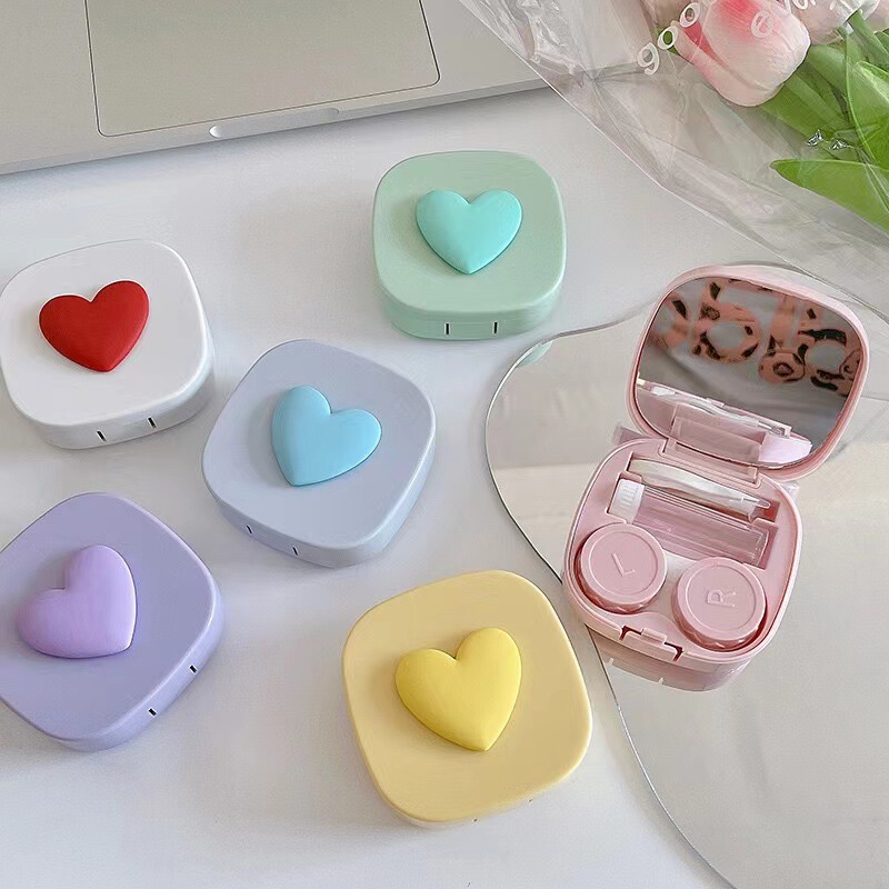 Japanese Style Simple Contact Lens Box INS Style Girl's Heart Cute Contact Lens Box Love Portable Care Companion Box