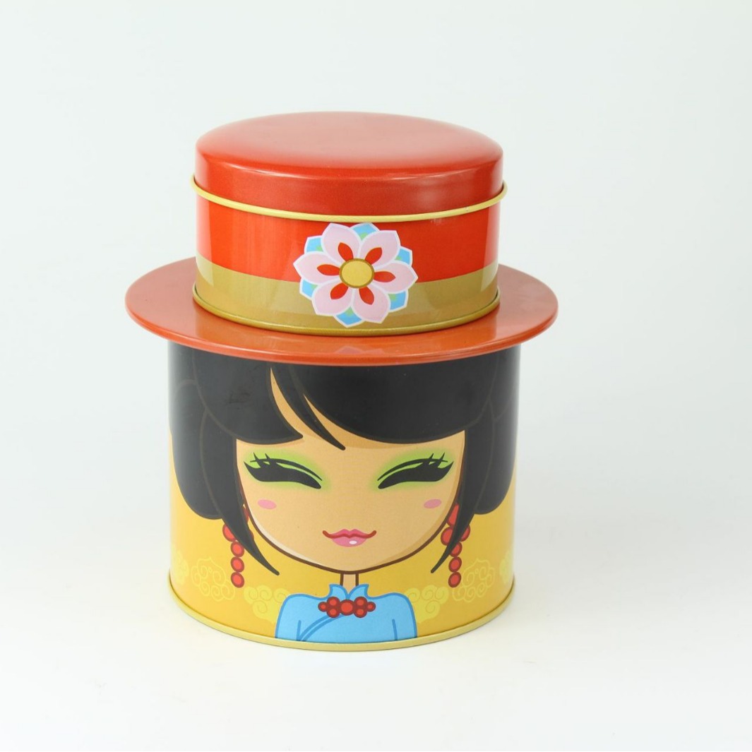 厂家供应 节日年货铁盒 礼盒高档特产双层圆形包装铁盒 糖果饼干