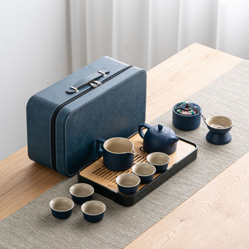 파란색 우물 울타리 냄비 + 파란색 가방