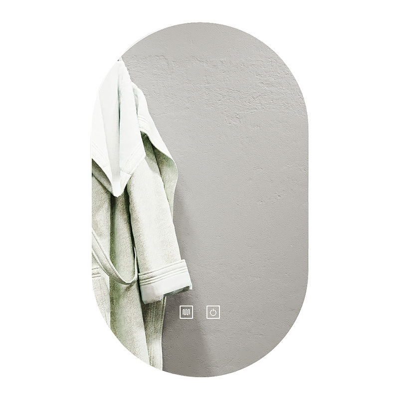 espejo de baño inteligente pista oval anti-fog led luminoso baño con lámpara en la pared del baño tipo de pared colgante doméstica