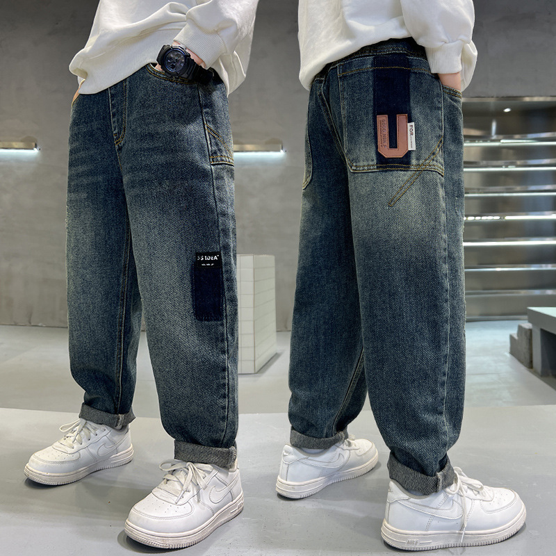 儿童装男童春装洋气裤子2025新款男孩中大童春季牛仔休闲长裤潮|undefined