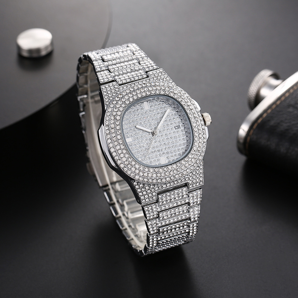 New women's diamond round pointer quartz watch suit women's full Diamond Bowl Watch (without box)_voghion.com