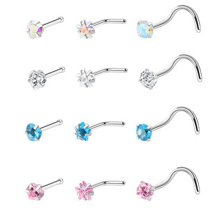 New European and American Stainless Steel Nose Studs Love Five-Pointed Star Multi-Functional Piercing Zircon Earrings Manufacturer Wholesale Jewelry