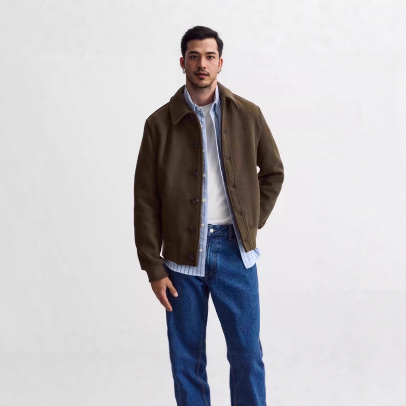 Men's Wool Lapel Bomber Jacket