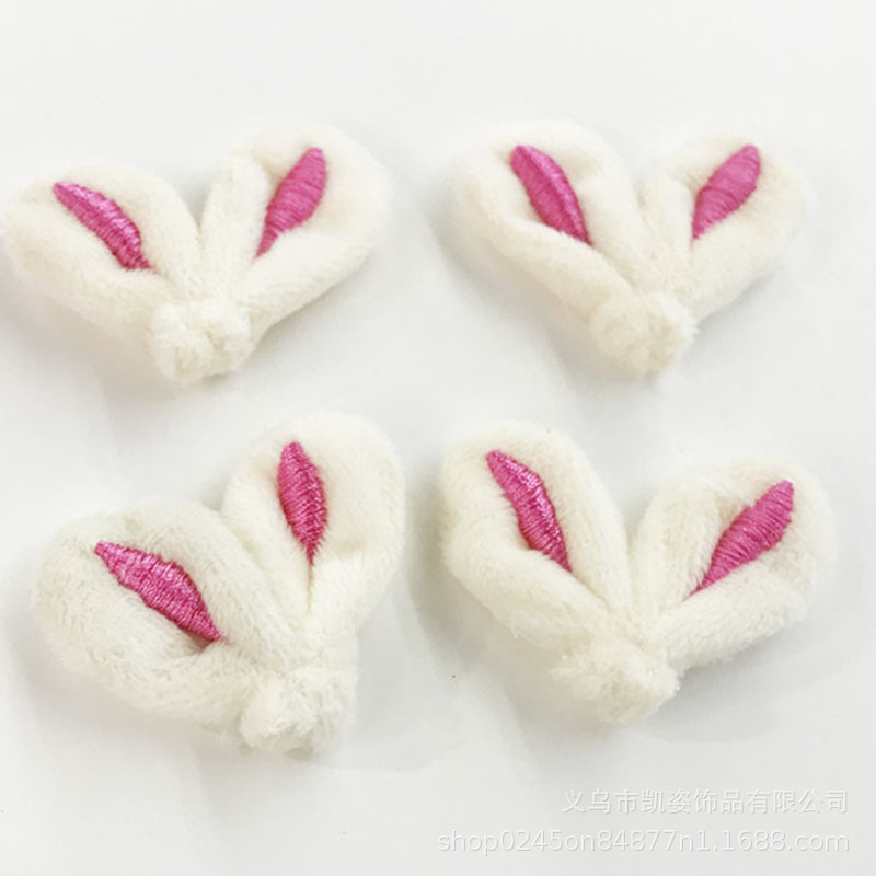 En stock pelo recto piel Orejas de conejo bordado accesorios calcetines muñeca accesorios para el cabello anillo de felpa accesorios lindos orejas