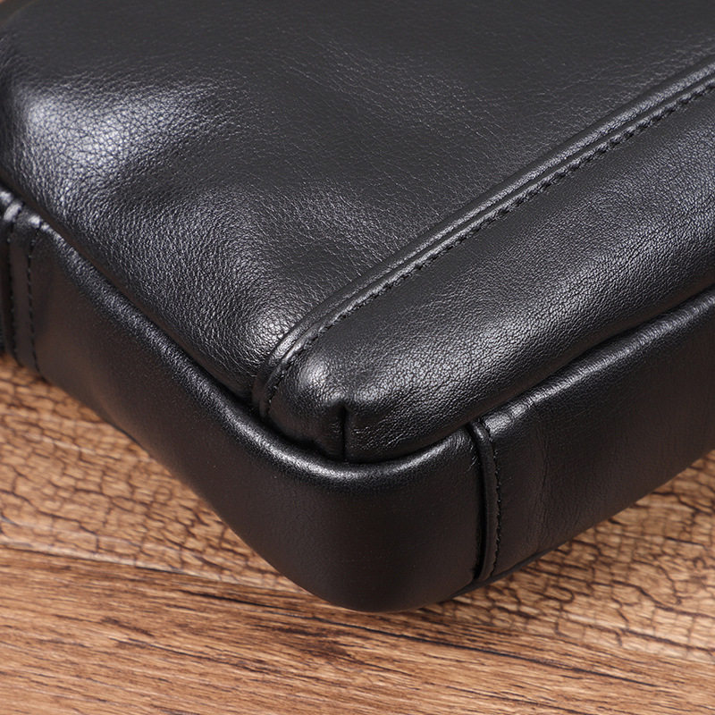 Túi đeo chéo nam da bò thật kiểu vuông nhỏ 29×11×17 cm — Màu đen chi tiết 12
