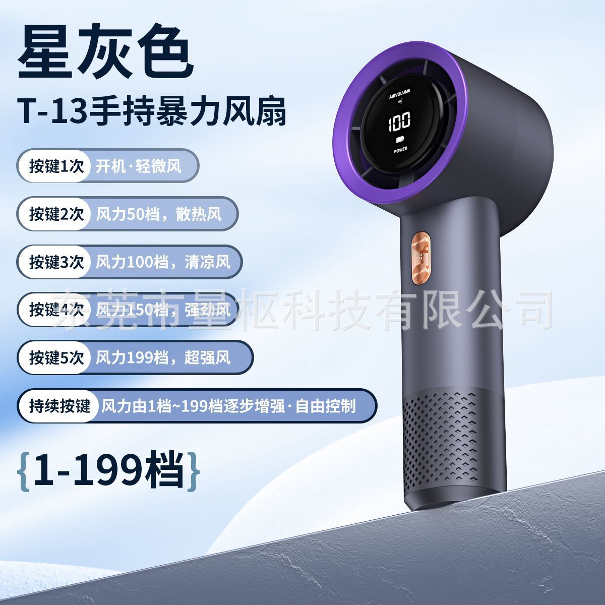Nuevo ventilador portátil de alta velocidad para el Sudeste Asiático, mini ventilador turbo sin aspas recargable por USB con viento potente.