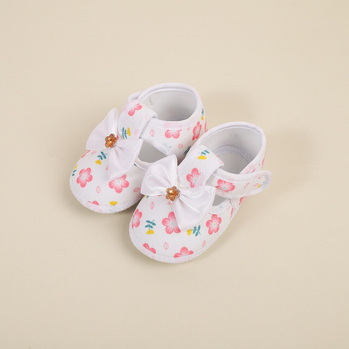 Baby shoes, soft soles, small floral velcro, toddler shoes, bow tie, non-slip cloth soles, single shoes, front shoes