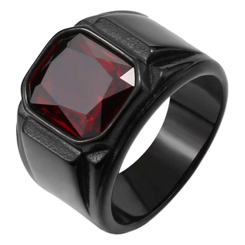 beier new stainless steel electroplated gemstone ring wholesale European and American retro men's titanium steel ring hand jewelry