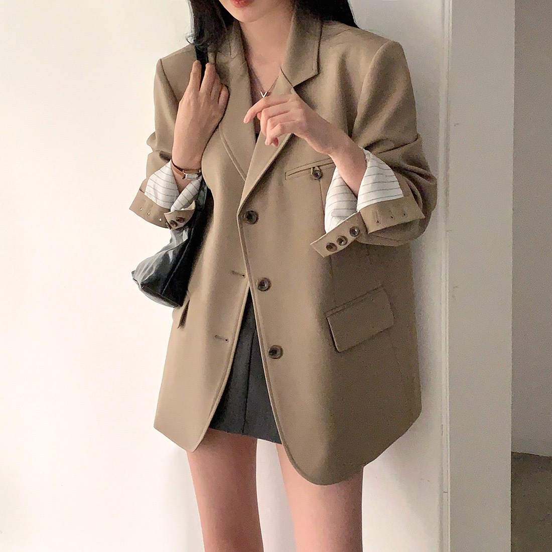 Damen Vintage Blazer Locker Geschnitten Für Frühling Und Alltag_voghion.com