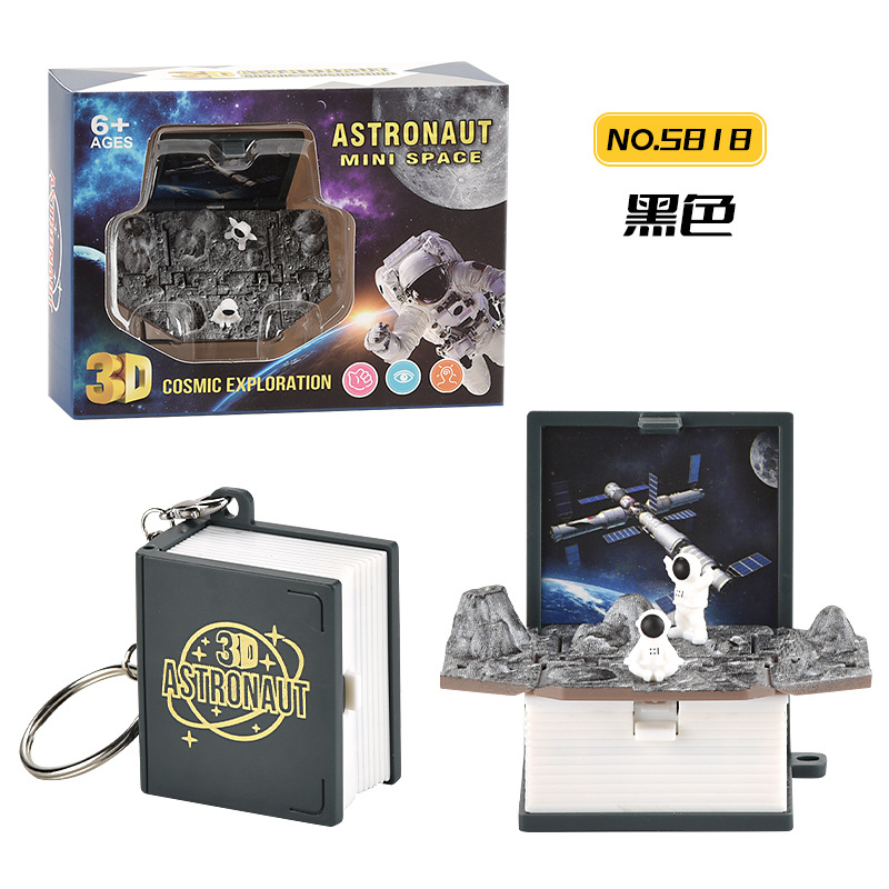 3D Stereo Explosive Pill Foldableing Book Key Ring Astronaut Dinosaur Kidsren's Toy Pendant Birthday Gift for Classmates