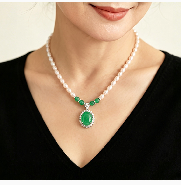 Vòng cổ ngọc trai nước ngọt tự nhiên bạc S925 mạ vàng – set dây chuyền tặng mẹ — Bộ chuỗi chi tiết 4
