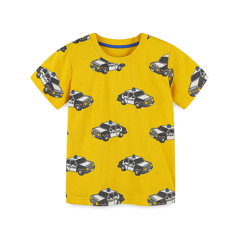 Conjunto de moda infantil estilo europeo y americano, 26 conjuntos de verano para niños, conjunto de manga corta con estampado de coches de dibujos animados, ropa infantil al por mayor.