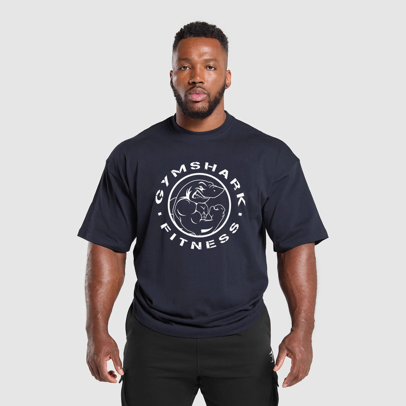 Gymshark Men's Oversized T-Shirt Gym Sports Fitness Cotton Round Neck Loose Short-Sleeved Casual T-Shirt Top