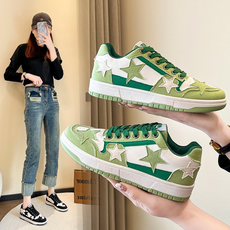Star Board Shoes Women's 2024 Spring and Summer New Soft Bottom Sneakers Women's Trendy Casual Women's White Shoes
