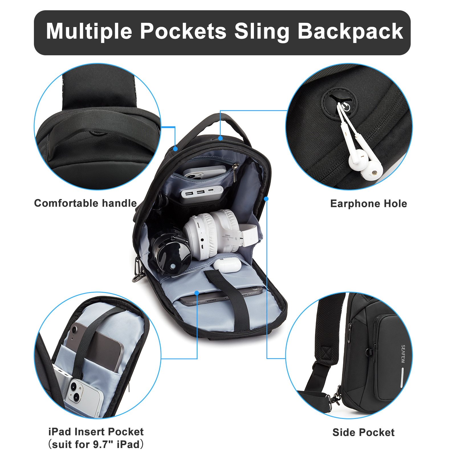 Casual bolso de pecho de hombre, bolso de viaje, bolso de hombro, bolso de mochila de moda multifuncional, bolso pequeño, bolso de moda, nuevo tipo de bolso de hombre