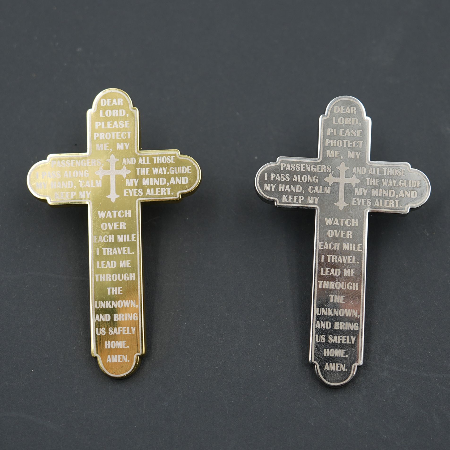 Jz31-Metal Cross Car Sun Visor Clip Prayer for Peace and Blessing Car Decoration Clip Car Hanging Ornament