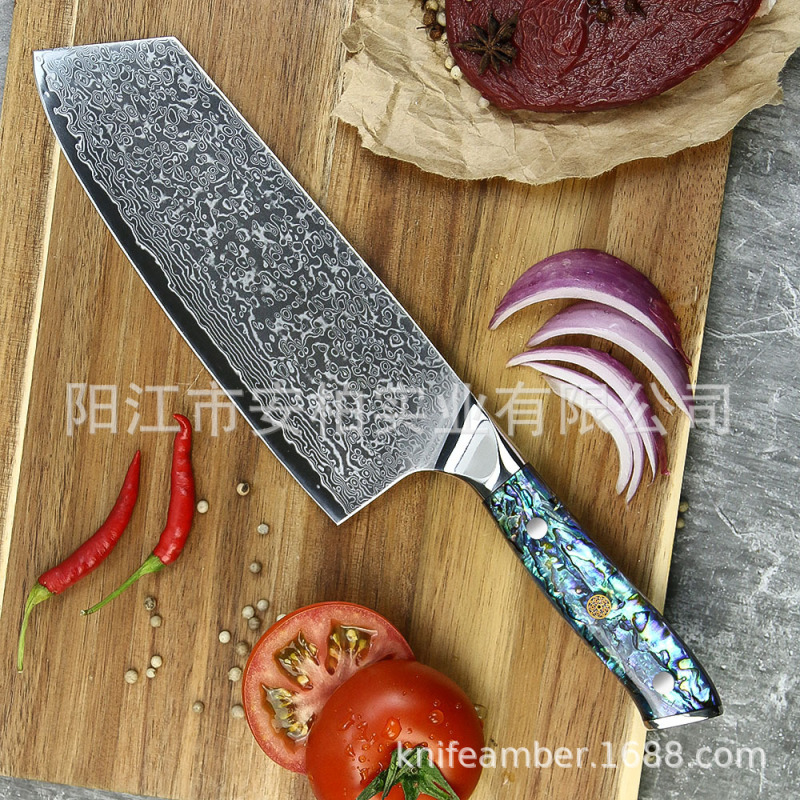 Amber 67-layer Damascus kitchen knife sharp VG10 Chinese household kitchen knife chef meat slicing cooking knife