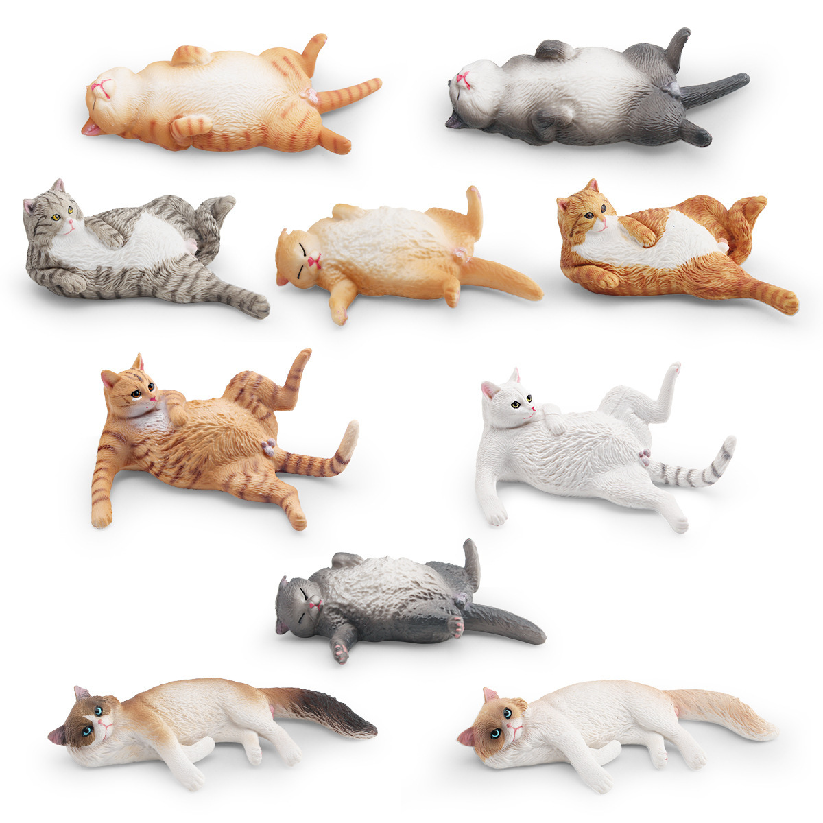 Mascotas transfronterizas modelo de gato juguete de simulación de gato borracho gato dormido gato acostado de lado gato blanco decoración de gato naranja adornos estáticos