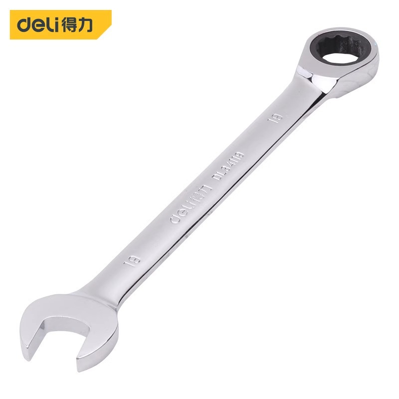 得力DL34119活动头棘轮扳手8-32mm开口梅花两用齿轮快速扳手快板