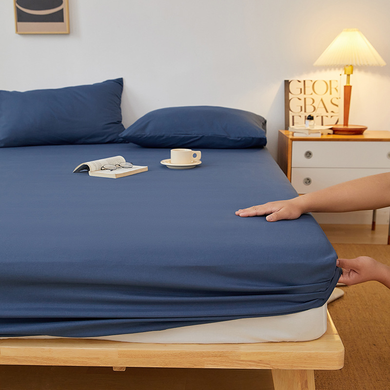 Japanese style fitted sheet single piece solid color bedspread all-inclusive sheet non-slip Simmons mattress dustproof protective cover fitted sheet wholesale