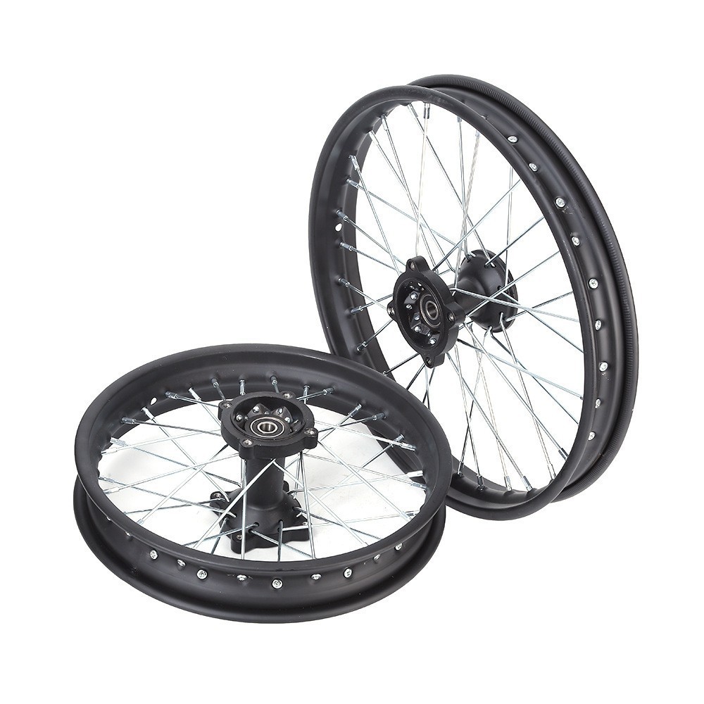 Off-road motorcycle 1.85X14 inch aluminum alloy disc brake strip iron wheel hub with decal front and rear steel ring assembly