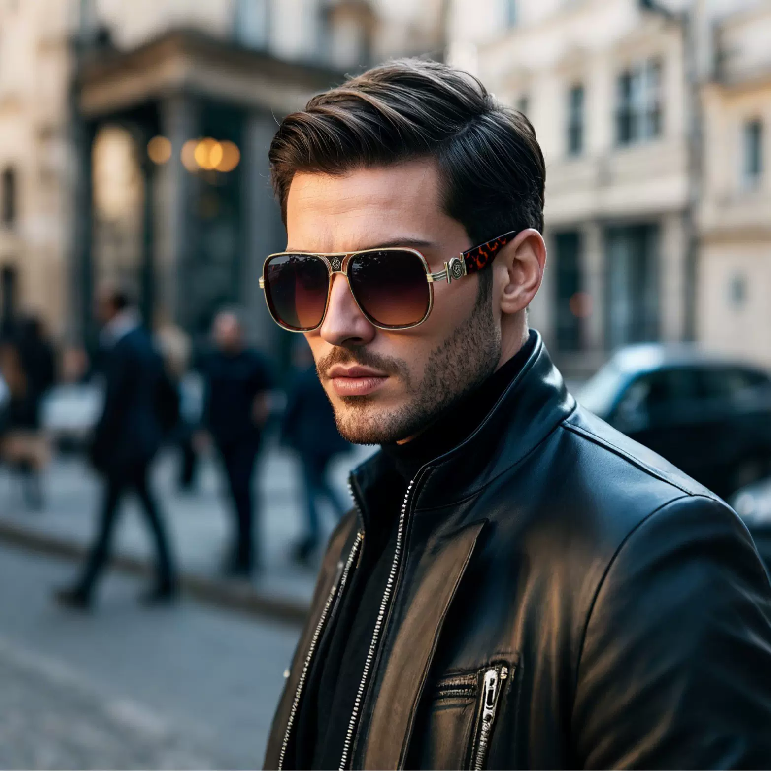 2025新款时尚大牌太阳镜欧美经典款墨镜女士大框金属架休闲高级感