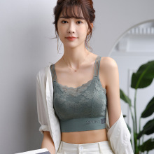 蕾丝美背抹胸背心女士内衣带胸垫文胸加肥加大码防走光打底裹胸