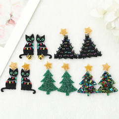 Cross-border best-selling acrylic Christmas black cat Christmas tree earring necklace key chain bag accessory