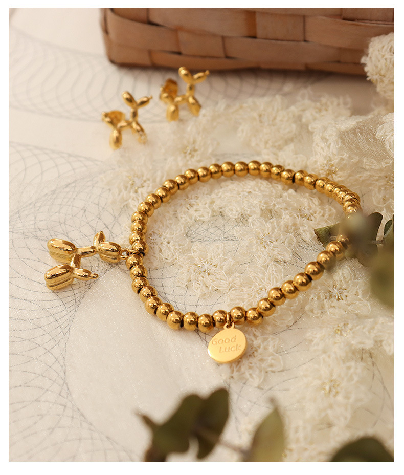 cute balloon puppy necklace earrings bracelet titanium steel 18k gold jewelry