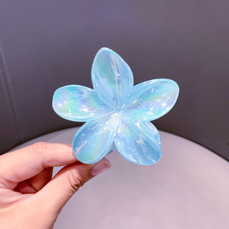 クロスボーダー真珠光沢のあるカラフルなプルメリアクリップ甘いガーリーハートフラワーヘアクリップ後頭部サメクリップカラフルなヘアクリップ|undefined