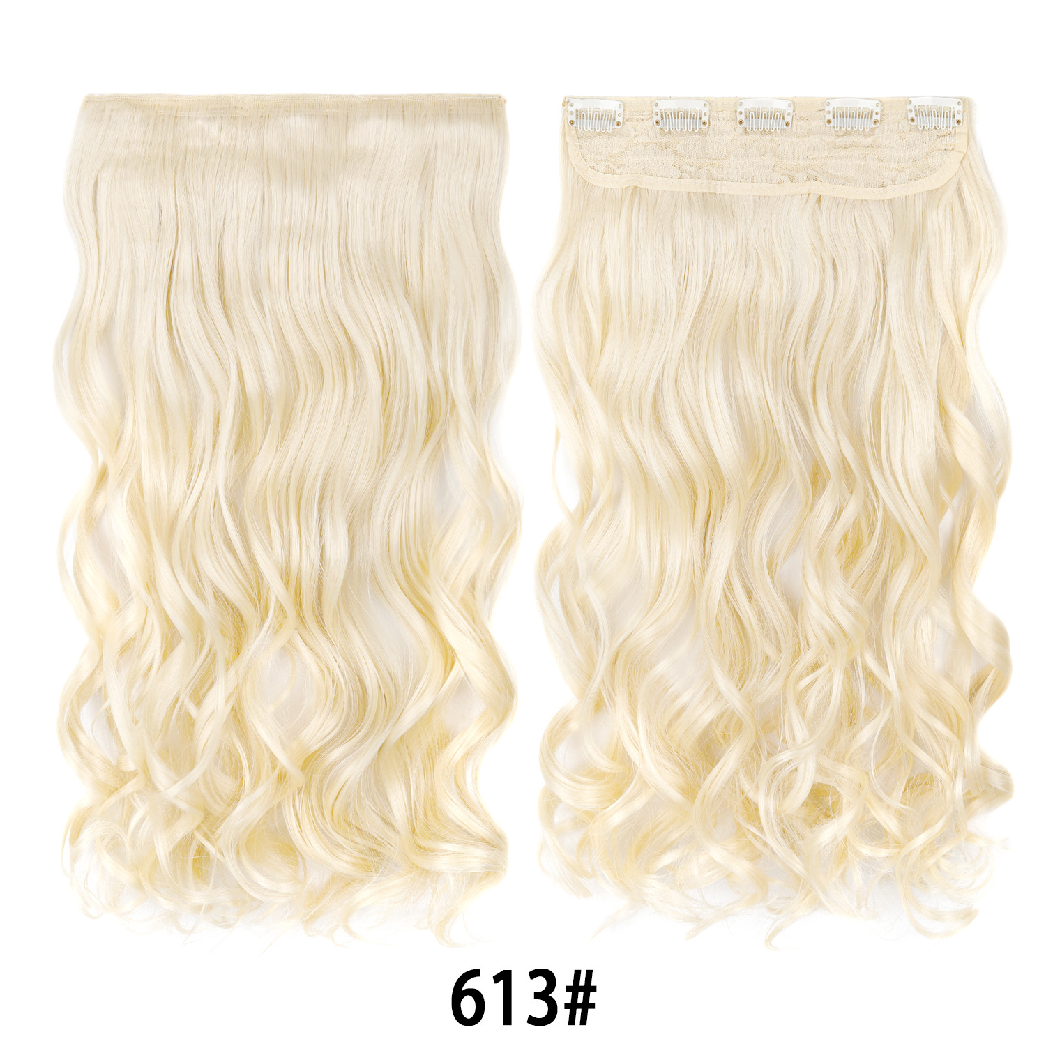 Extensión de Cabello de 5 Clips de 18 Pulgadas de Fibra de Alta Temperatura Rizado para Señoras