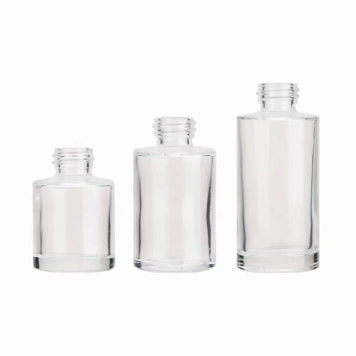 30ml Essence Serum Bottle, Flat-Shoulder Cylindrical Container | 20ml Glass Lotion Bottle for Refilling | Empty Essential Oil Bottles with Dropper