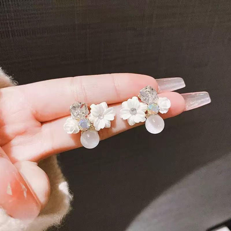 法式浪漫深紫色花朵耳钉枫韵复古紫色水晶花朵小众设计轻奢耳饰女|undefined